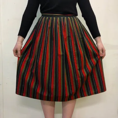 60s Vintage Striped Skirt - 10