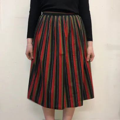 60s Vintage Striped Skirt - 10