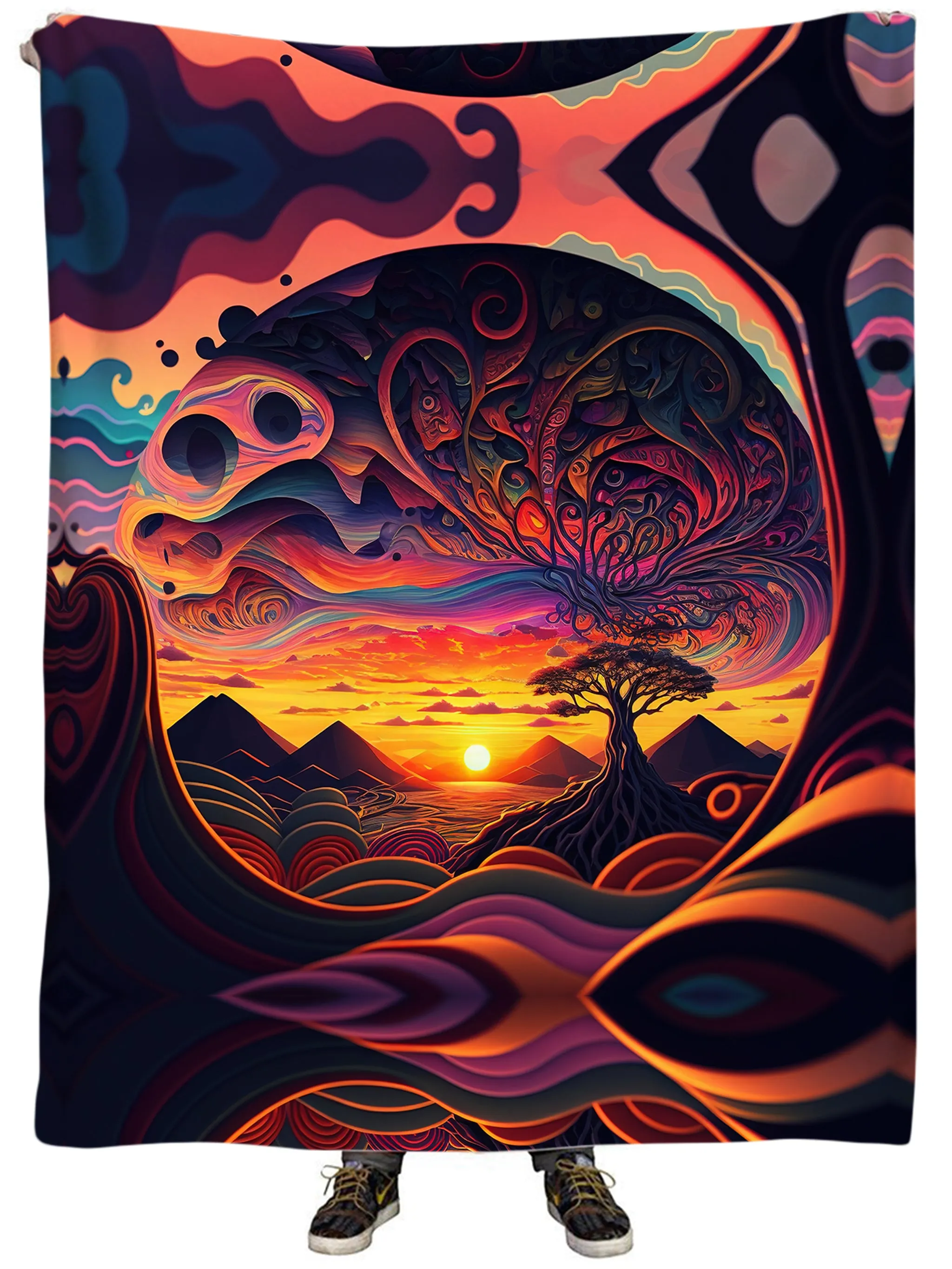 Acid Sunset Plush Blanket