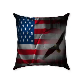 American Flag Eagle Design Throw Pillow Patriotic B