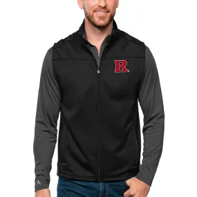 Antigua Rutgers Scarlet Knights Black Links Full-Zip Golf Vest