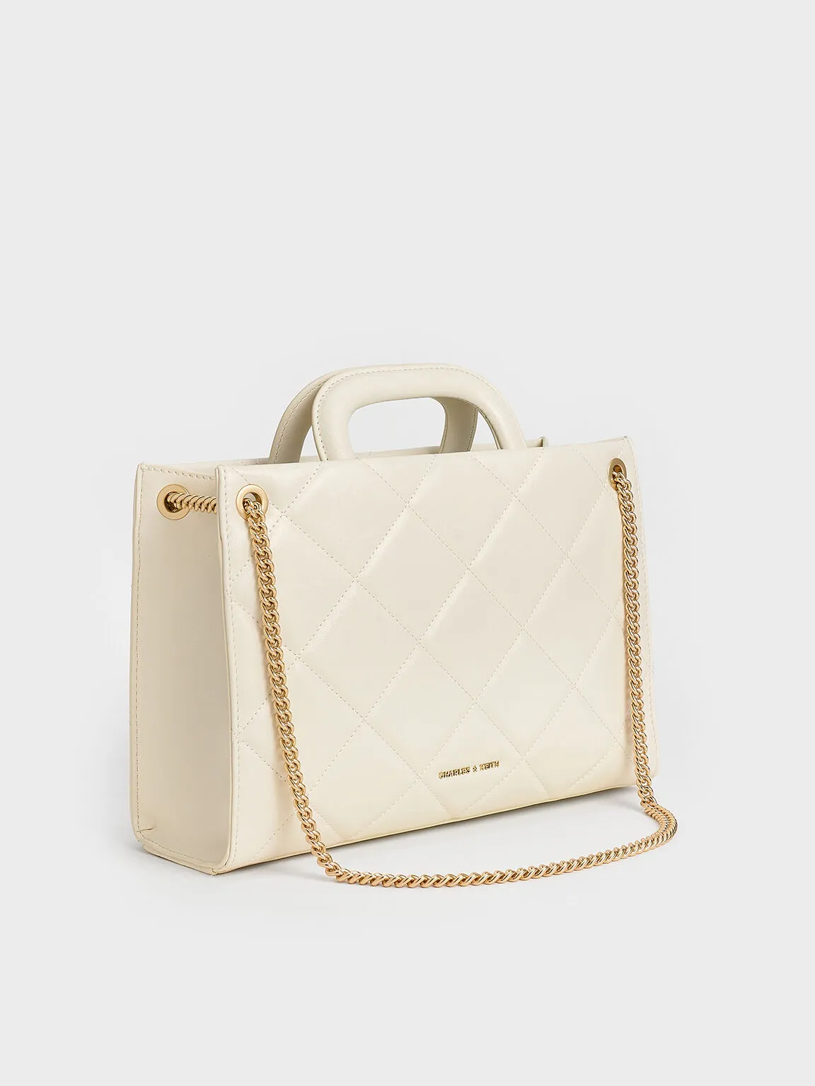 Apfra Quilted Chain-Handle Bag - Cream