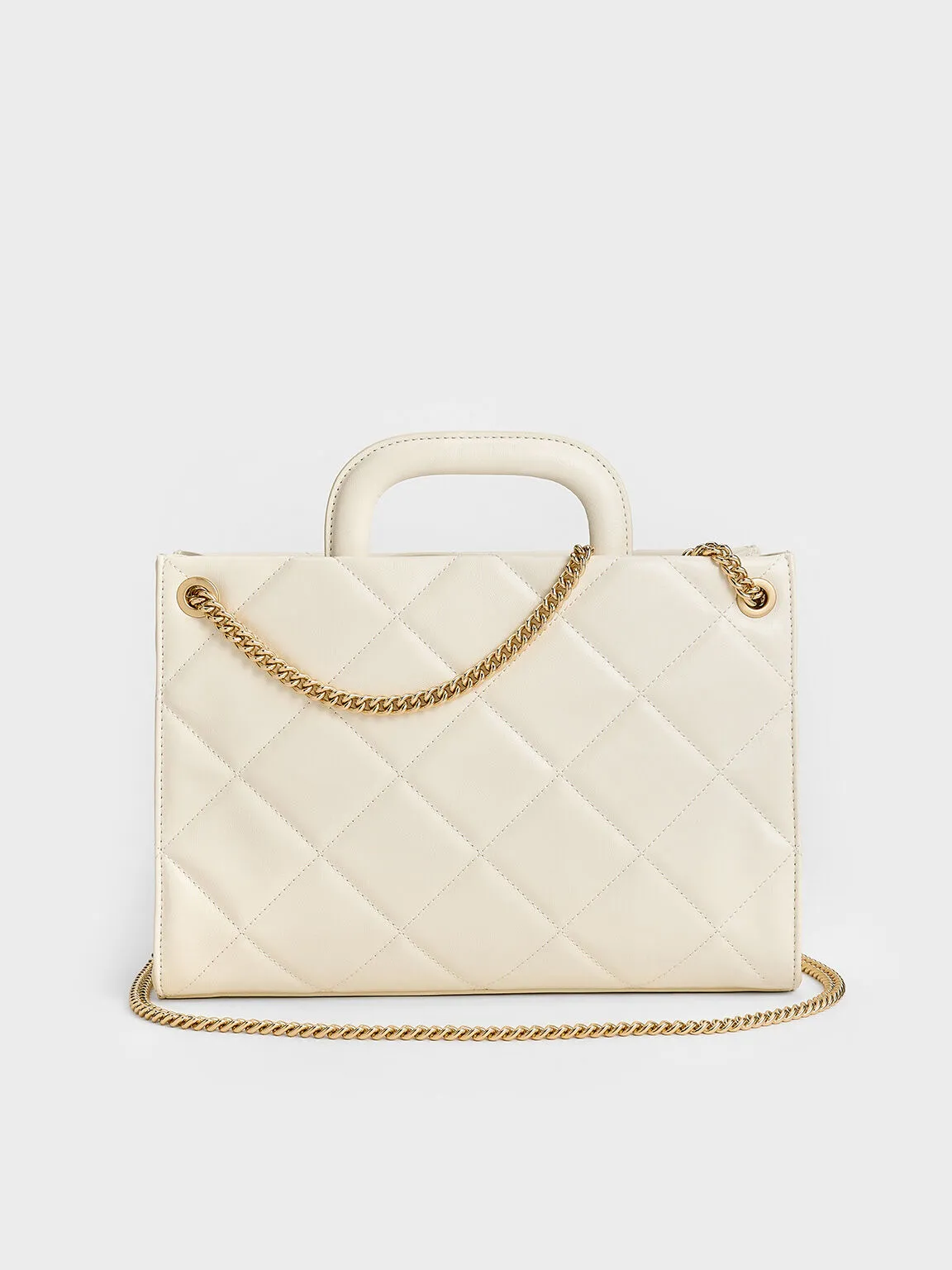 Apfra Quilted Chain-Handle Bag - Cream