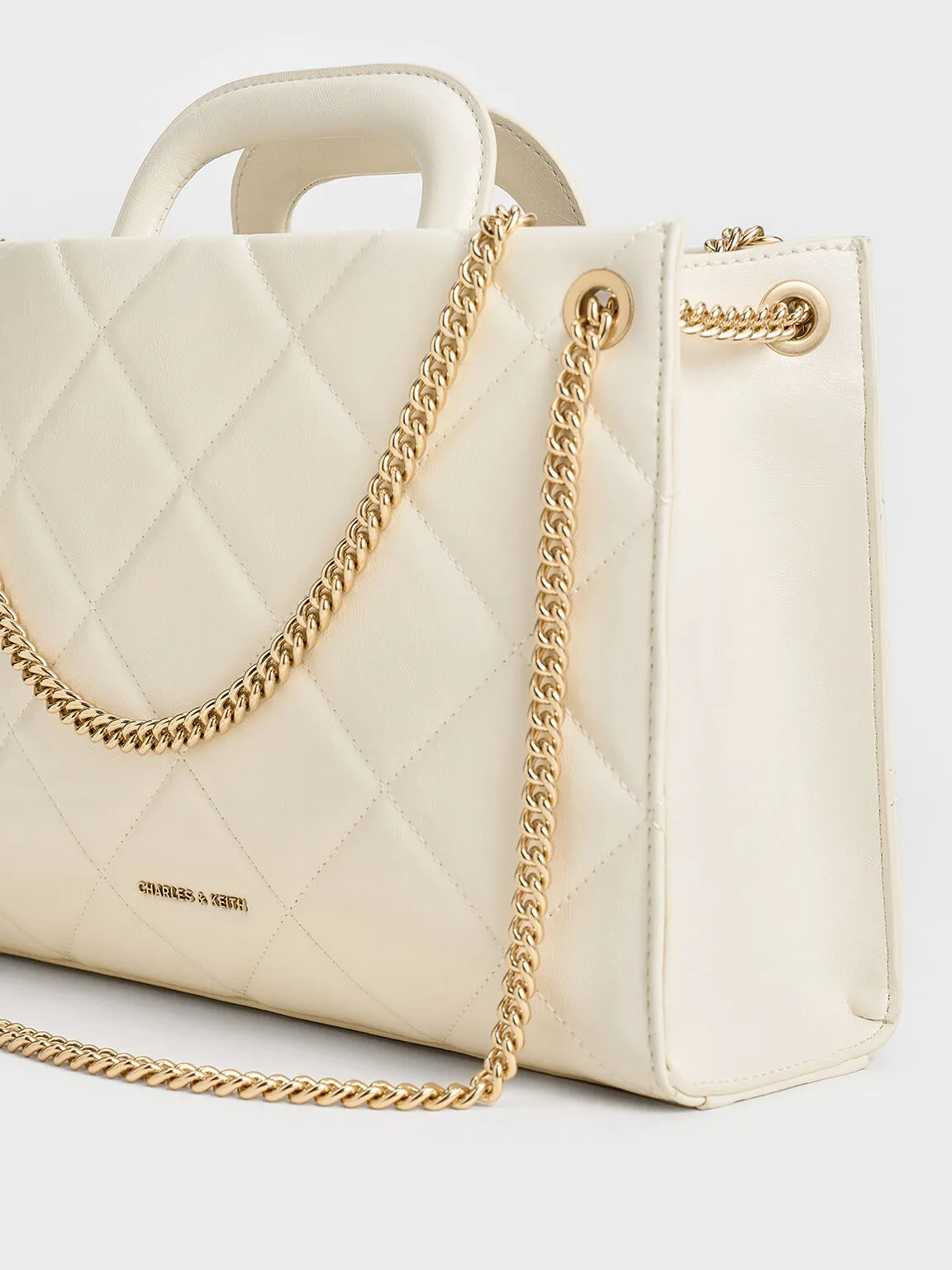 Apfra Quilted Chain-Handle Bag - Cream