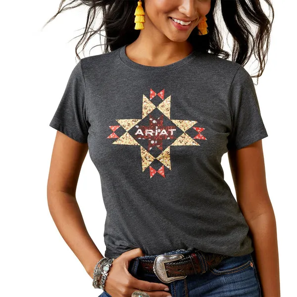 Ariat Women's Quilt Logo Gray T-Shirt 10045443