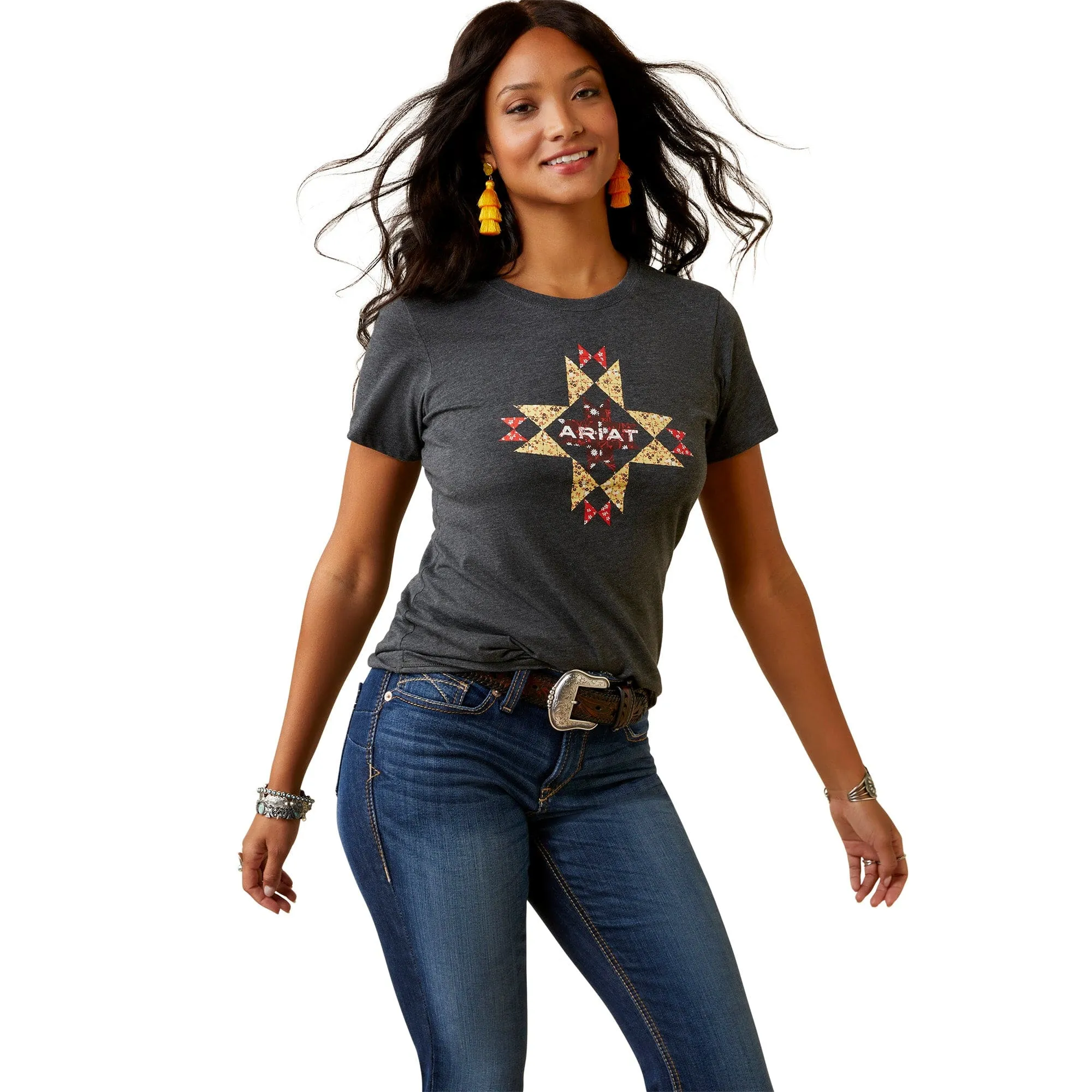 Ariat Women's Quilt Logo Gray T-Shirt 10045443