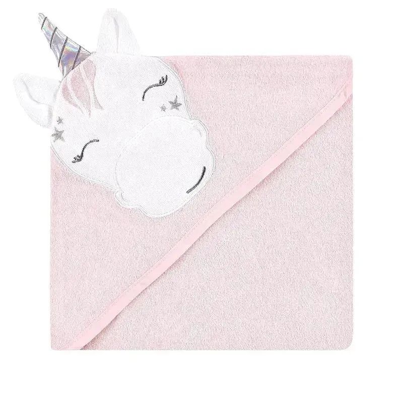 Baby Vision - 3Pk Hudson Baby Cotton Rich Hooded Towels, Pink Unicorn