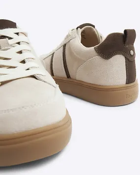 Beige Lace Up Trainers