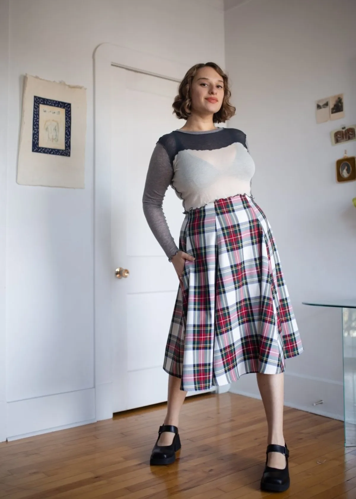 Berkley Skirt - White Plaid