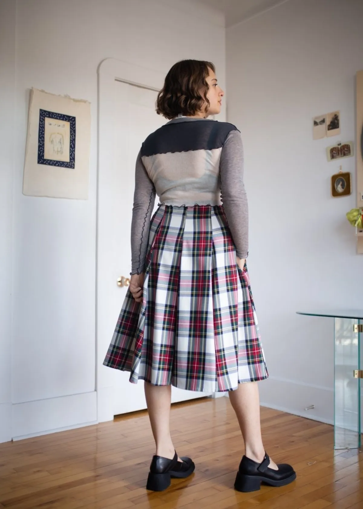 Berkley Skirt - White Plaid