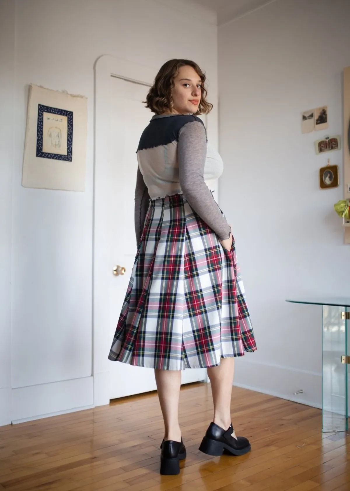 Berkley Skirt - White Plaid