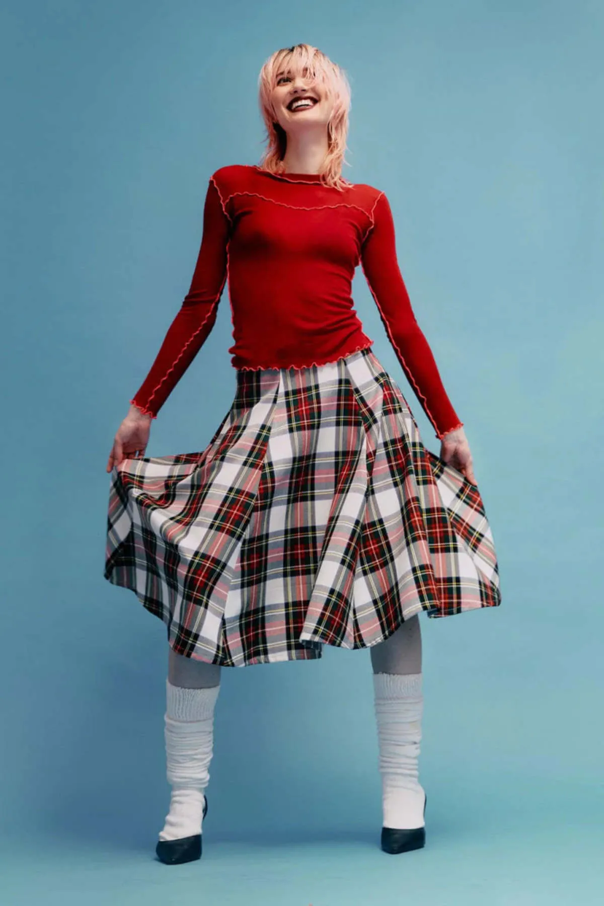 Berkley Skirt - White Plaid