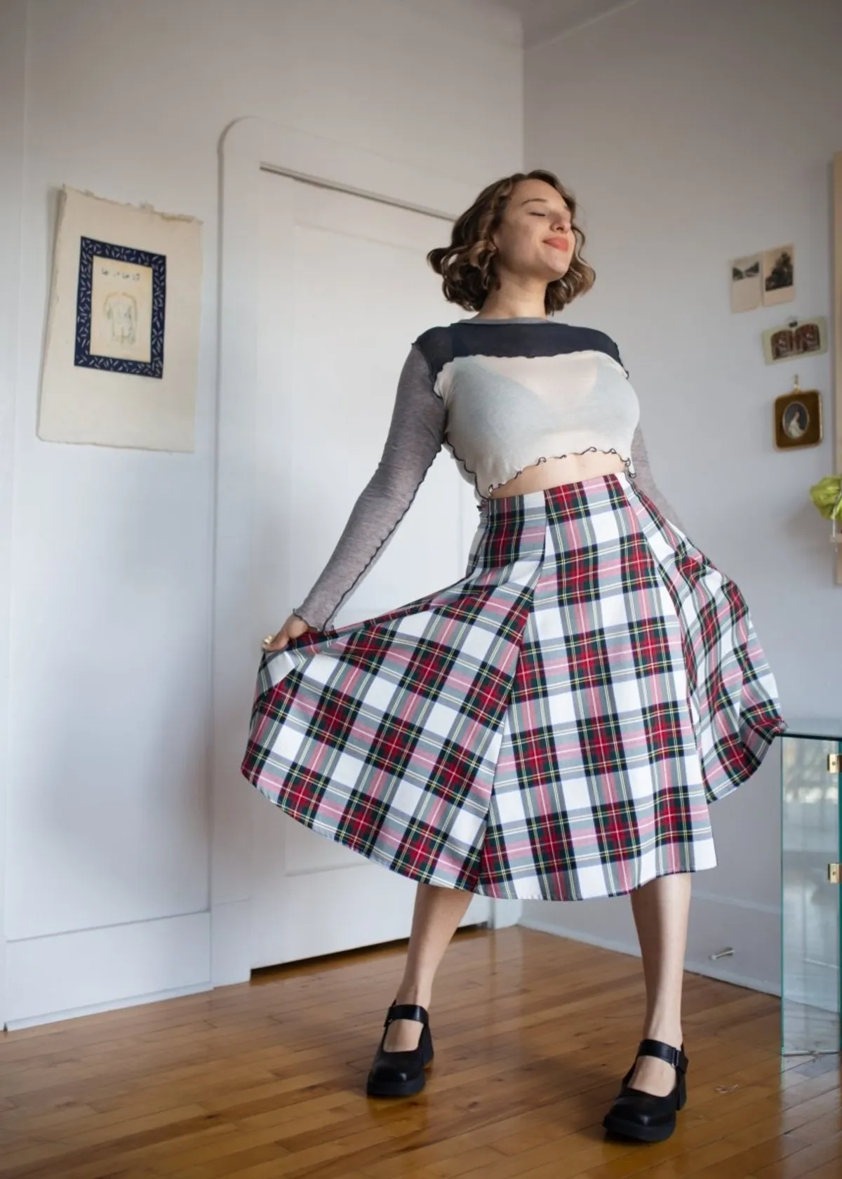 Berkley Skirt - White Plaid