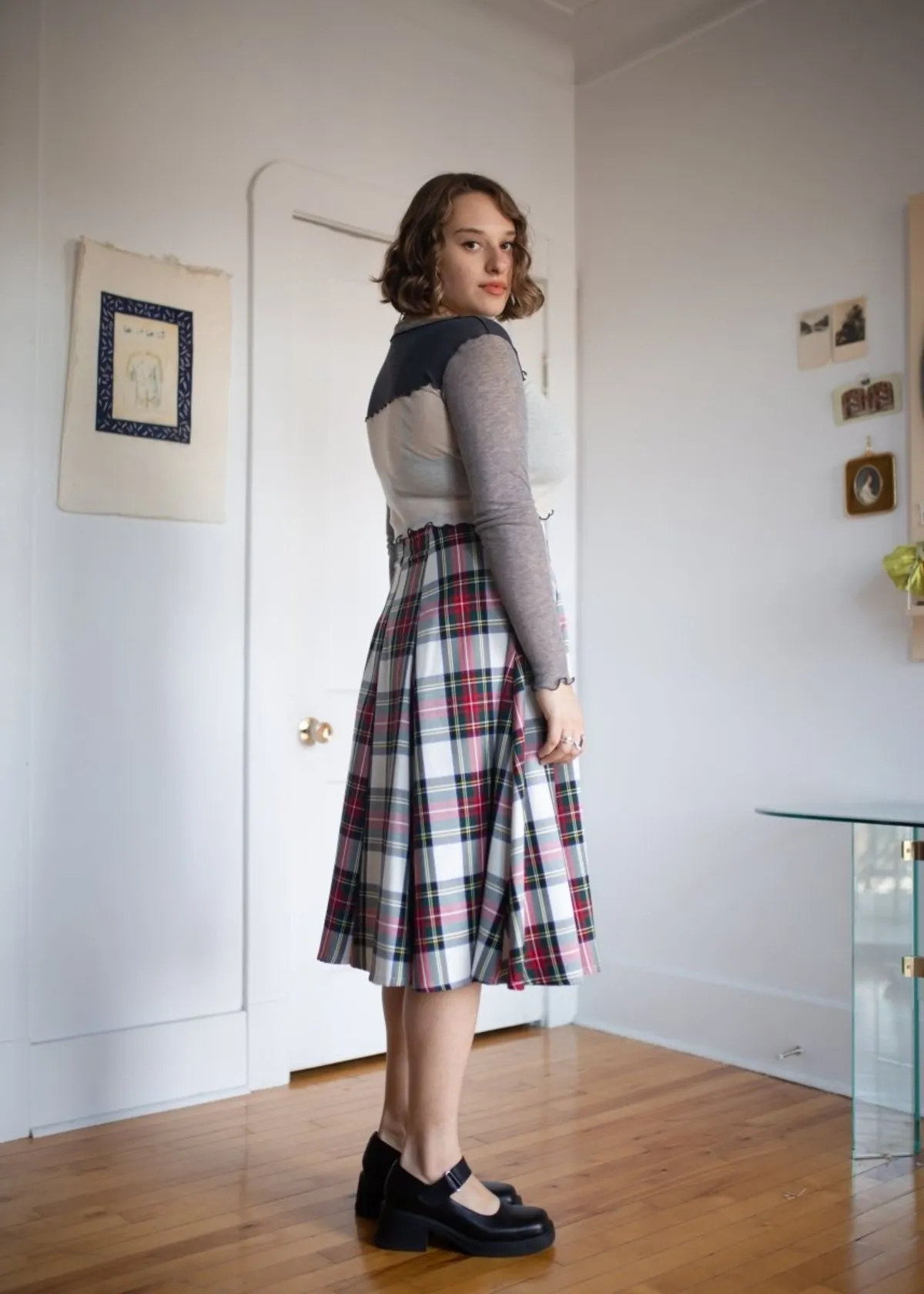 Berkley Skirt - White Plaid