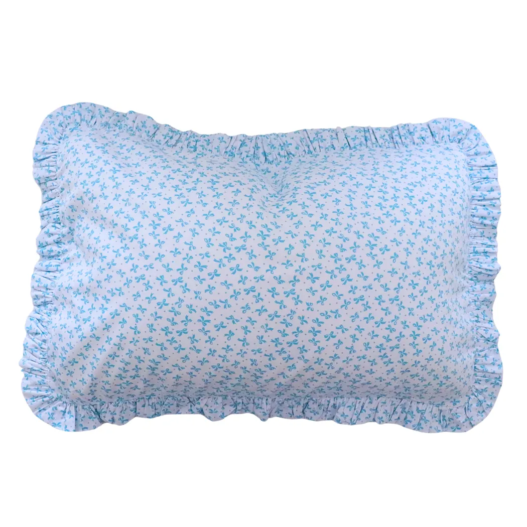 Blue bow frilly pillowcase