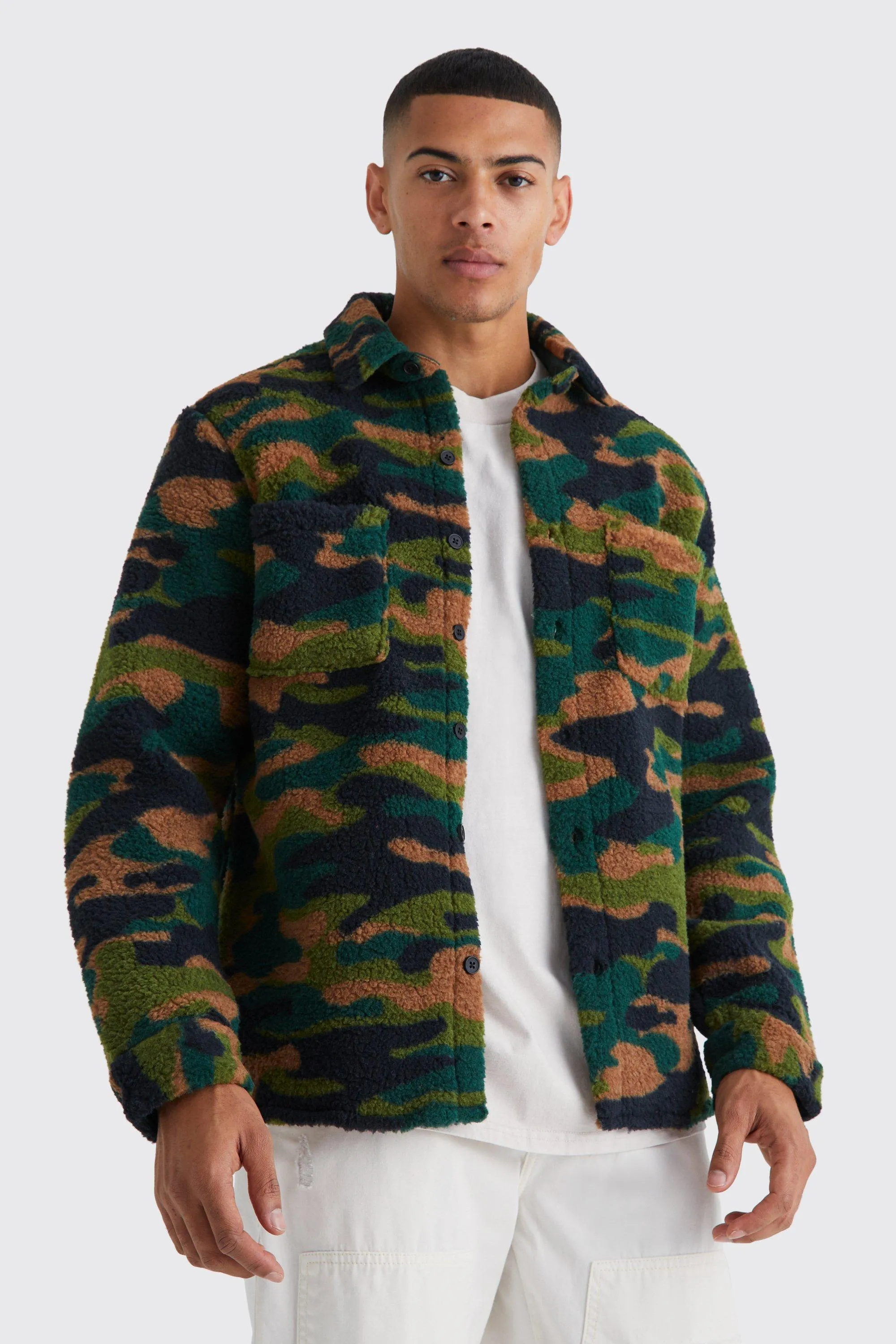 Borg Camo Pocket Shirt Jacket