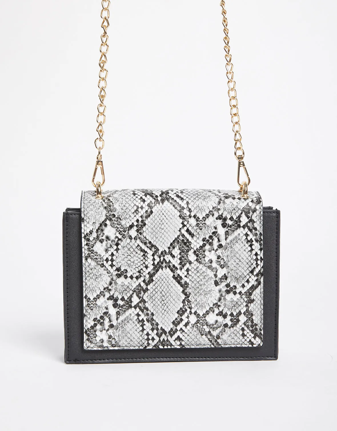 Boxy Snakeskin Shoulder Bag