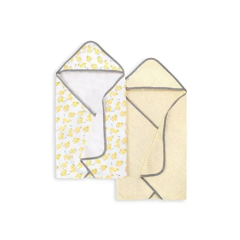 Burt's Bees Set Of 2 Little Ducks Hooded Towels Sunshine Hanger