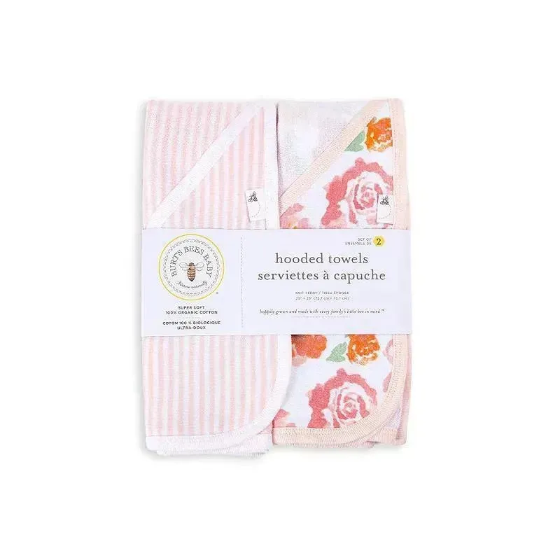 Burt's Bees Set Of 2 Rosy Spring Hooded Towels Blossom - One Size Hanger