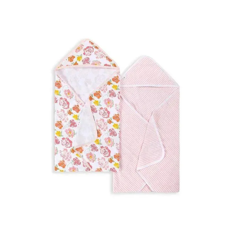 Burt's Bees Set Of 2 Rosy Spring Hooded Towels Blossom - One Size Hanger