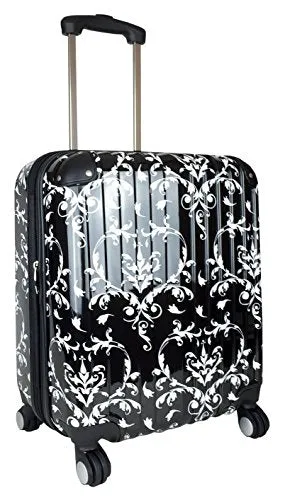 Carryon Travel Bag Rolling 4 Wheel Spinner Lightweight Luggage Case Damask