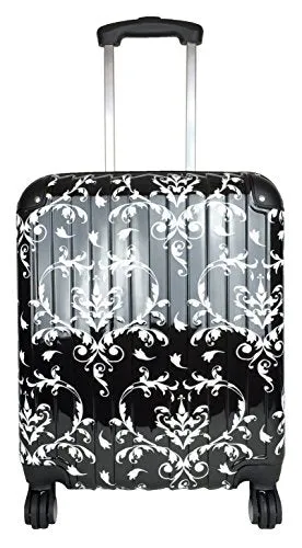 Carryon Travel Bag Rolling 4 Wheel Spinner Lightweight Luggage Case Damask