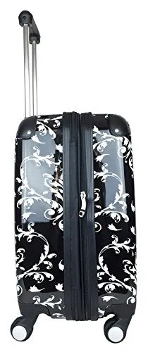 Carryon Travel Bag Rolling 4 Wheel Spinner Lightweight Luggage Case Damask