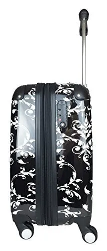 Carryon Travel Bag Rolling 4 Wheel Spinner Lightweight Luggage Case Damask