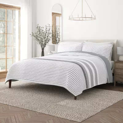 Casual Comfort Summer Stripes Reversible Quilt Set