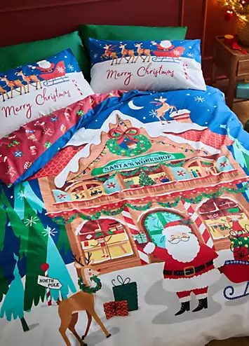 Catherine Lansfield Christmas Santa’s Workshop Duvet Cover Set | Kaleidoscope