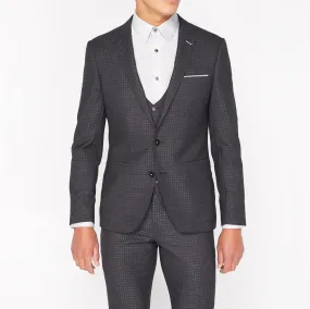 Charcoal Mini Check Suit Jacket