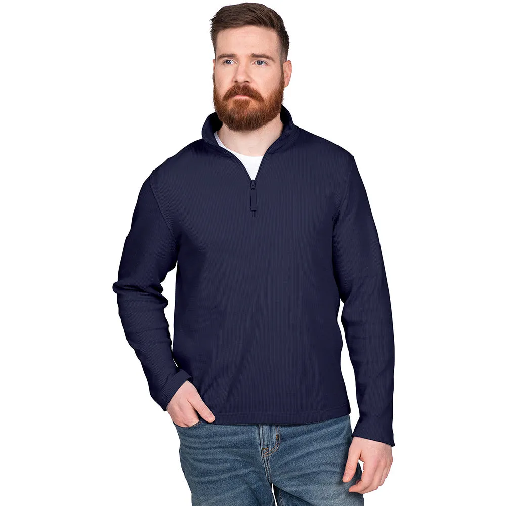 Charles River Men's Navy Waffle Quarter Zip Pullover