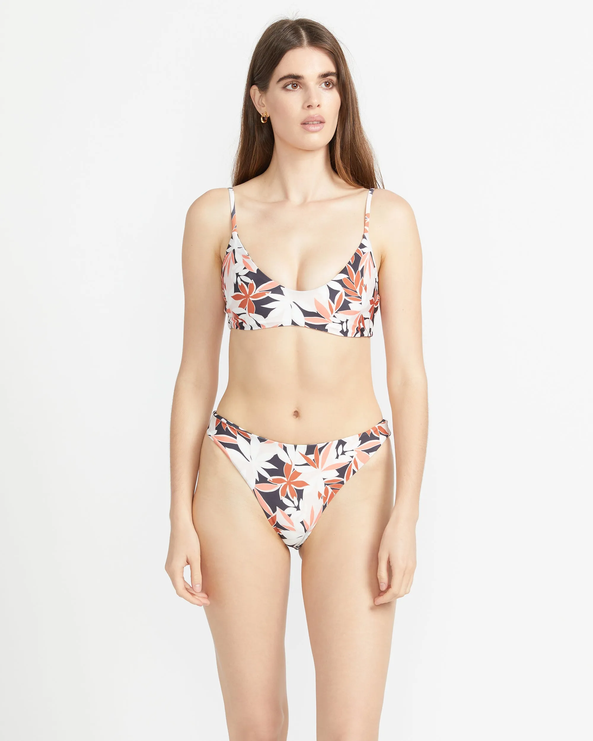 Check Mate Crop Bikini Top - Electric Coral