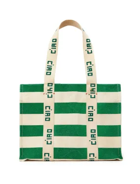     Clare V.   noemie tote in palm green and natural stripe