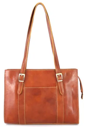 Cognac calfskin nella shoulder bag