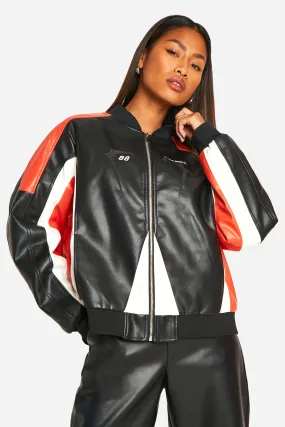 Contrast Faux Leather Jacket