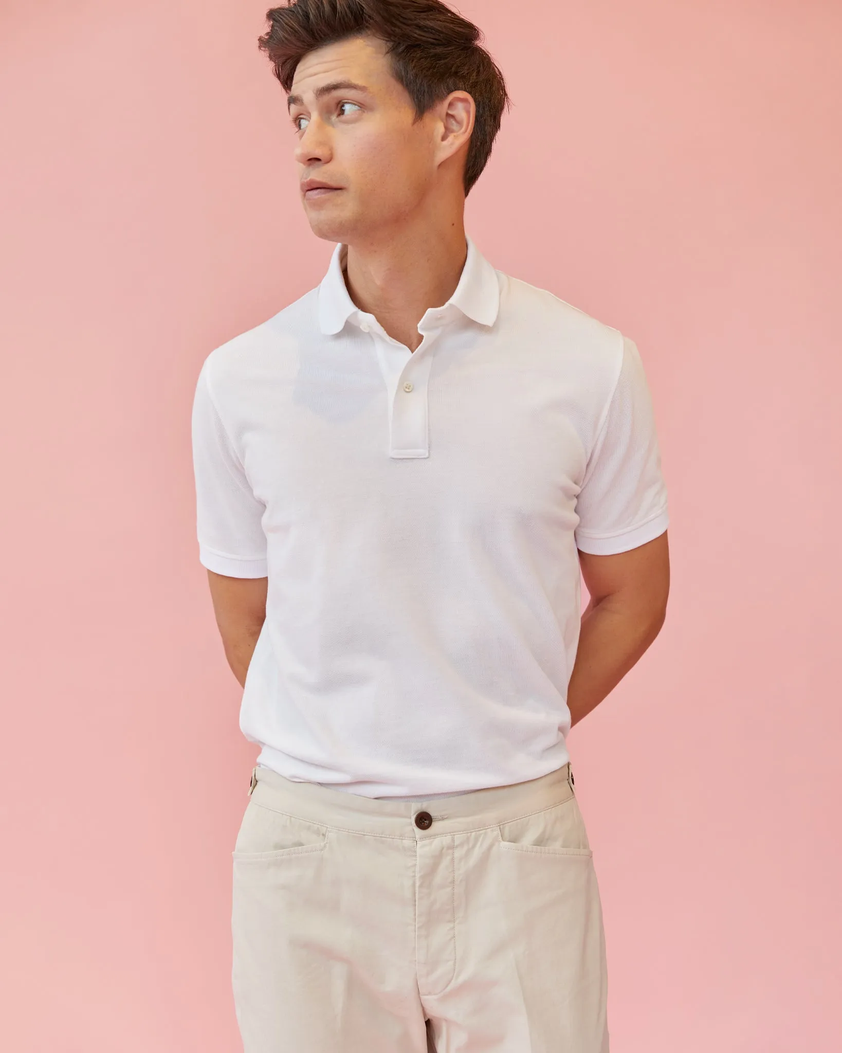 Court Polo in White Pima Pique