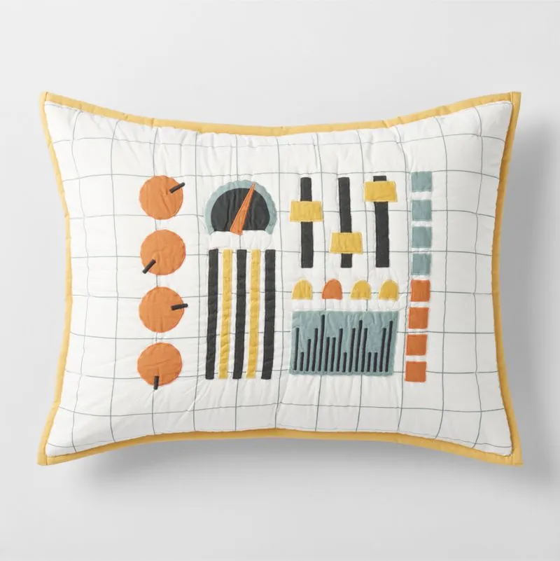 Crate&Barrel Modern Robot Organic Cotton Kids Pillow Sham