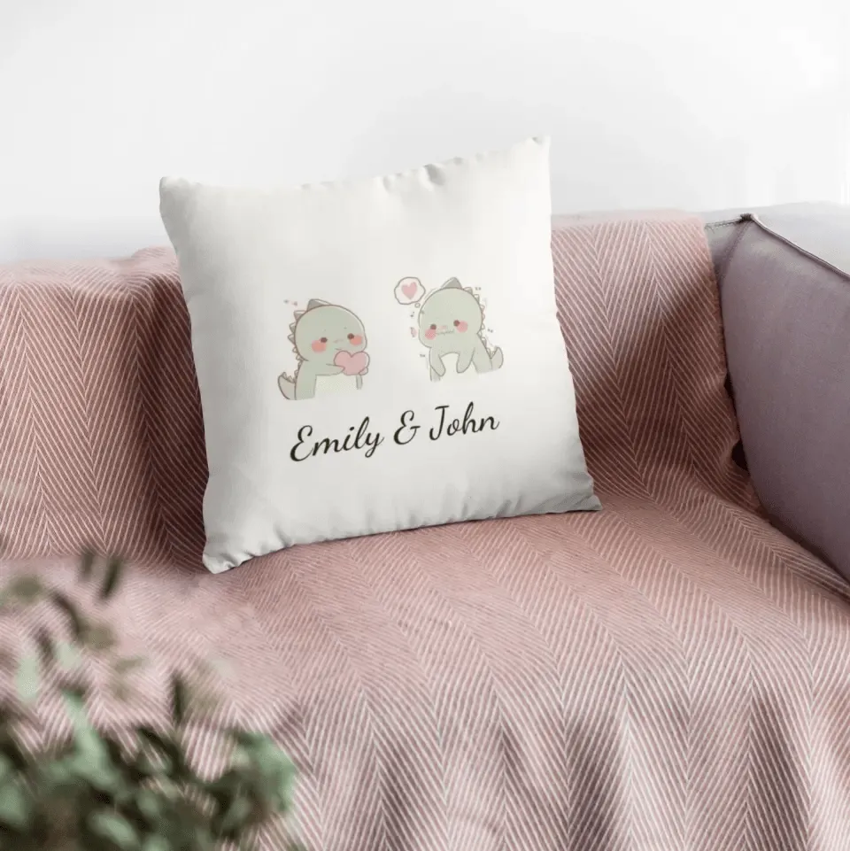 Custom Names Cute Dinos Pillow