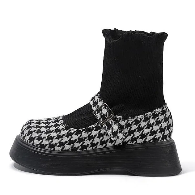 Dogtooth Check Sock Sandals