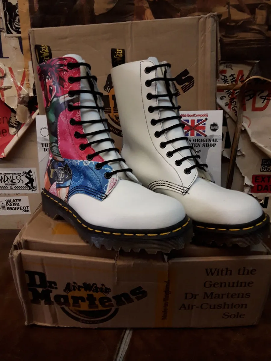 Dr Martens 1490 White Tank Girl 10 Hole Made in England Size 5