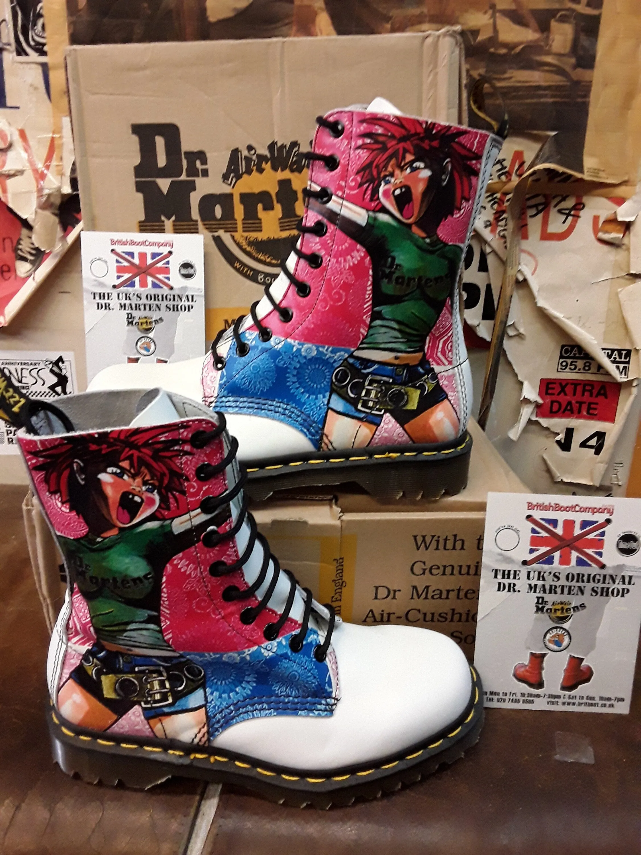 Dr Martens 1490 White Tank Girl 10 Hole Made in England Size 5