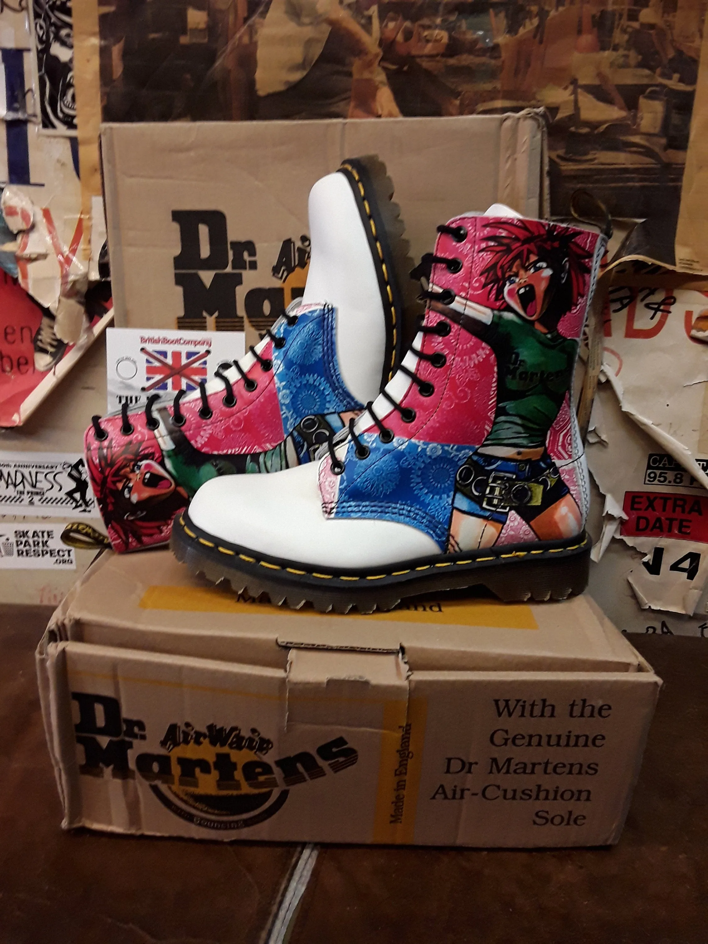 Dr Martens 1490 White Tank Girl 10 Hole Made in England Size 5