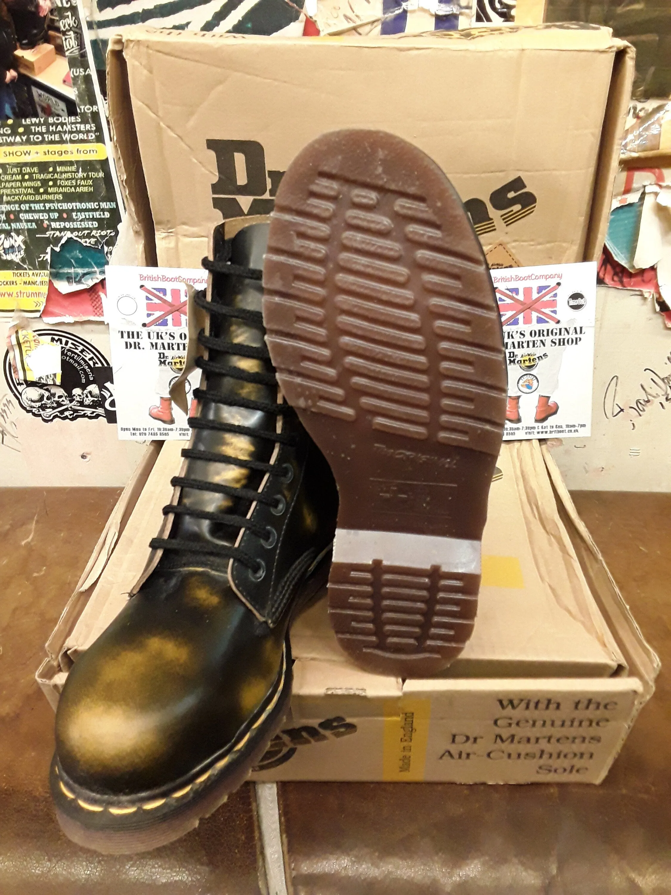 Dr Martens 1919 Yellow Rub Off 10 Hole Made in England Size 8