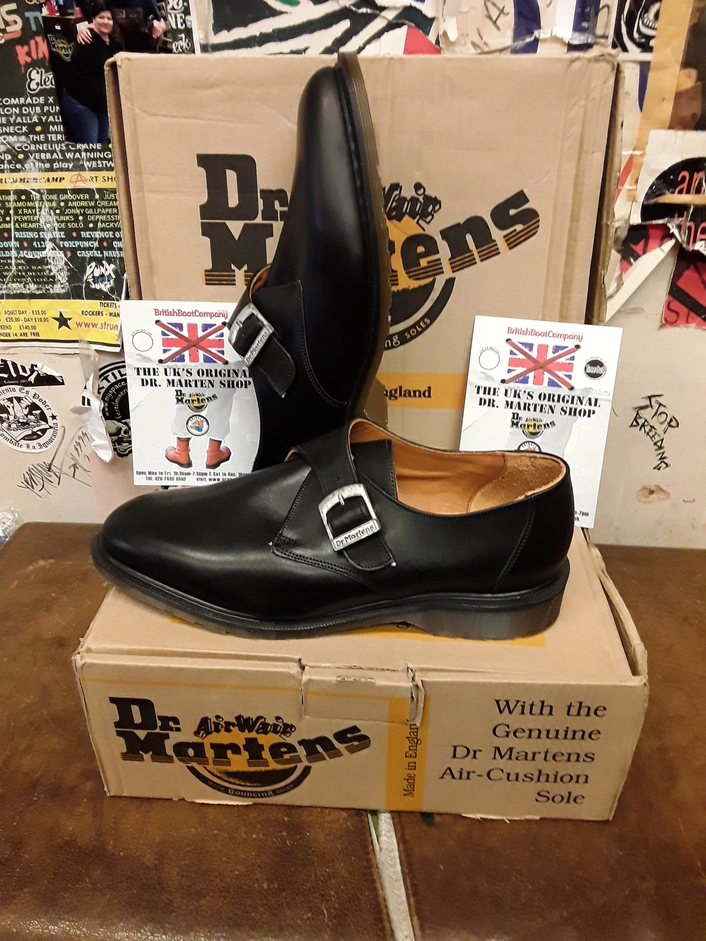 Dr Martens 8256 Made in England Black Monk Strap,Shoe Size 10