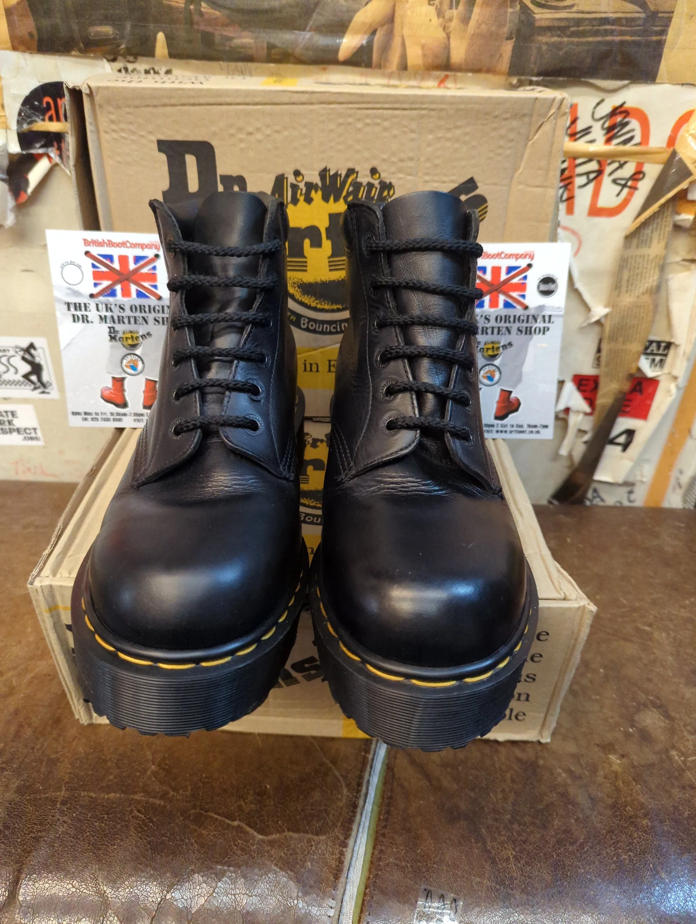 Dr Martens 939 Black Abaline Platform 6 Hole Made in England Size 10