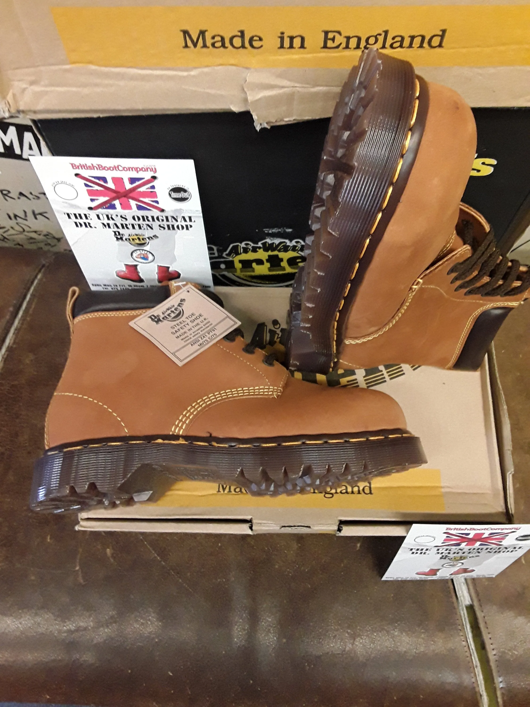 Dr Martens  Made in England 1939 Tan Nubuck Steel Toe Various Sizes