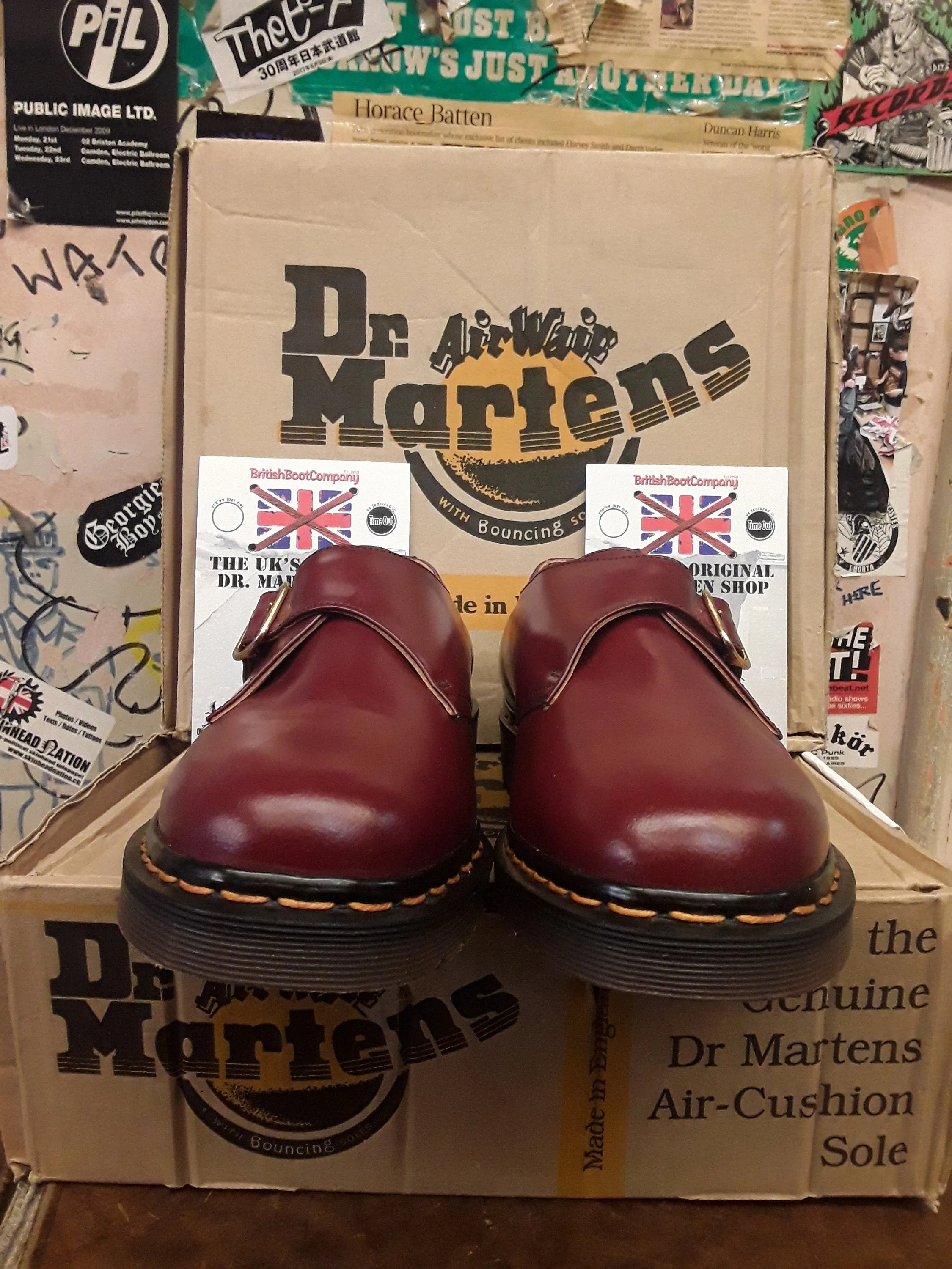 Dr Martens Made in England Export Quality Monk Strap Cherry Red Shoe Size 6 and 7