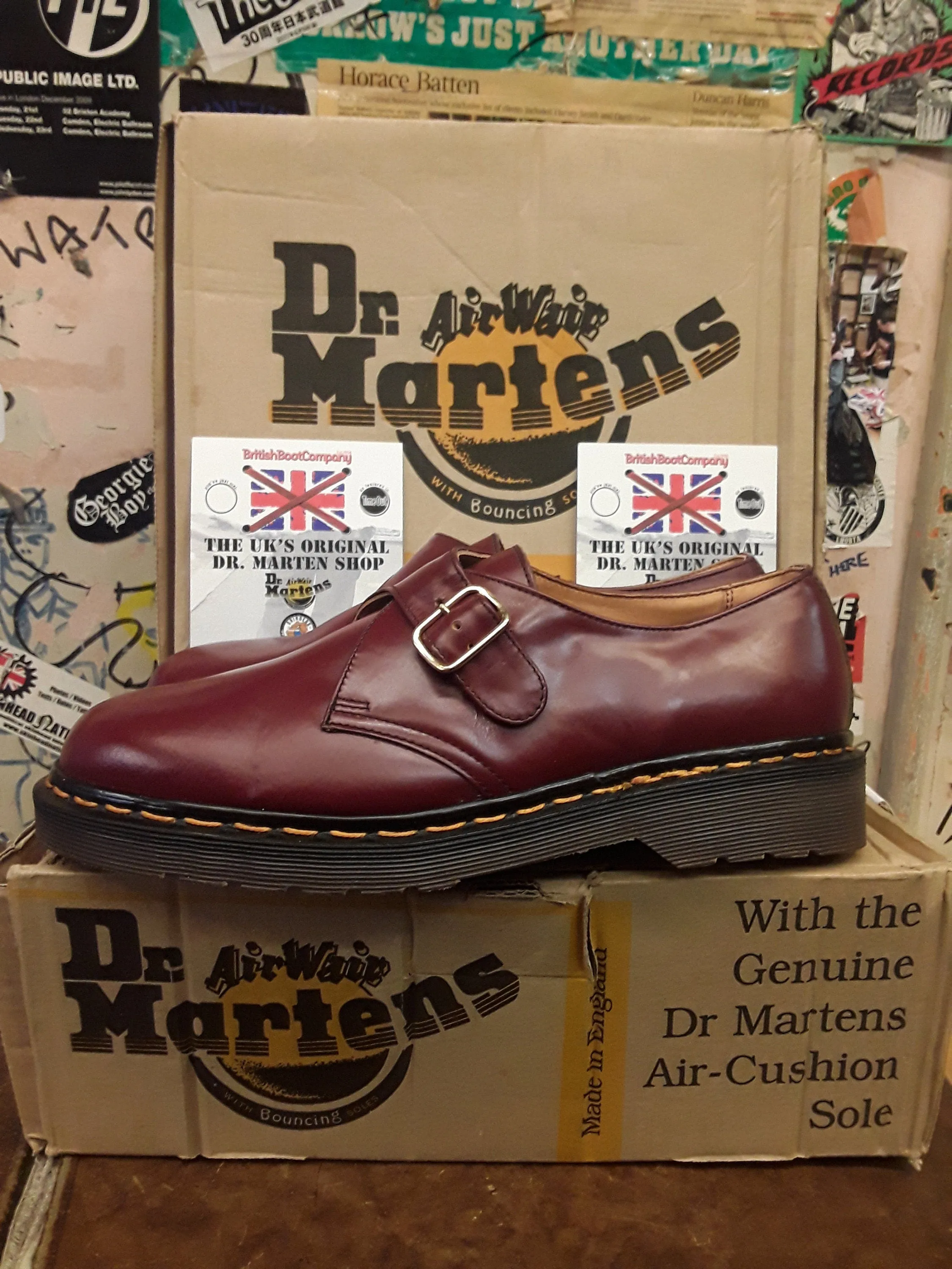 Dr Martens Made in England Export Quality Monk Strap Cherry Red Shoe Size 6 and 7