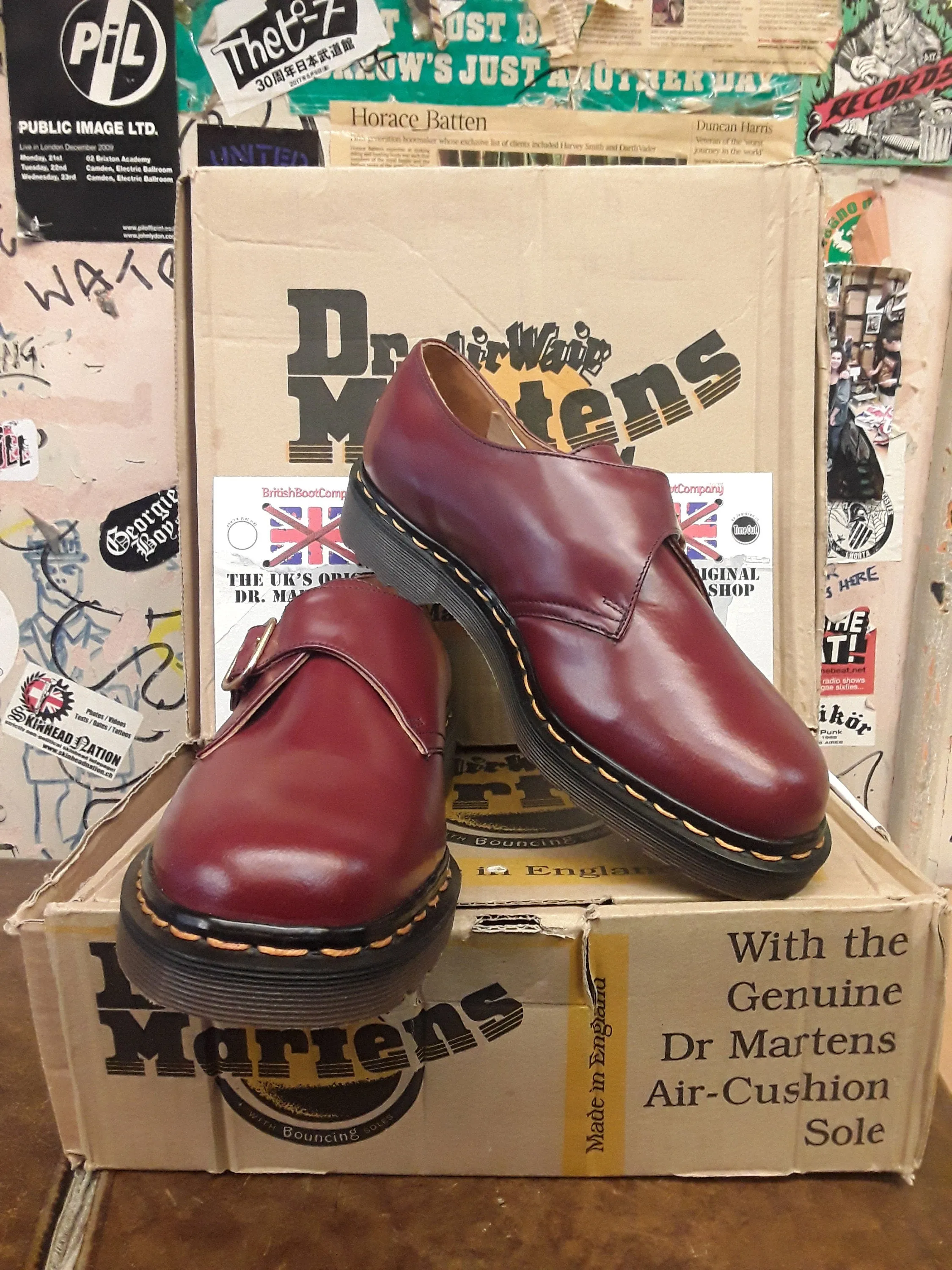 Dr Martens Made in England Export Quality Monk Strap Cherry Red Shoe Size 6 and 7